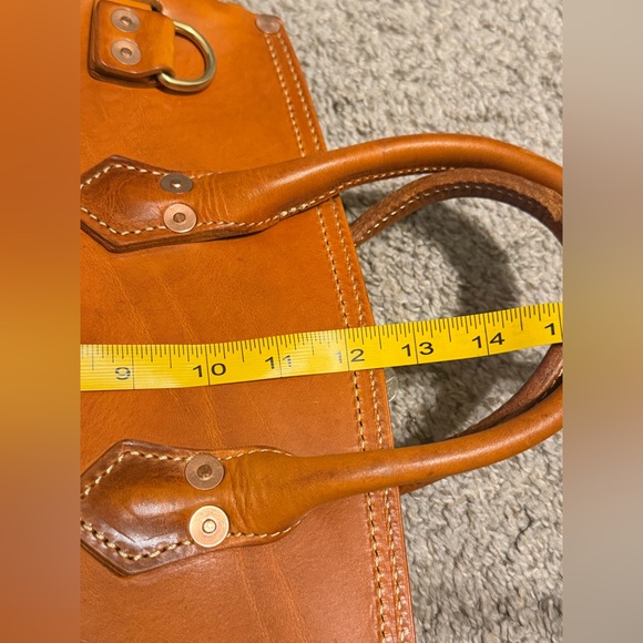 Atorie Old Urban Women's Tan Leather and Green Canvas Bag - Picture 14 of 16